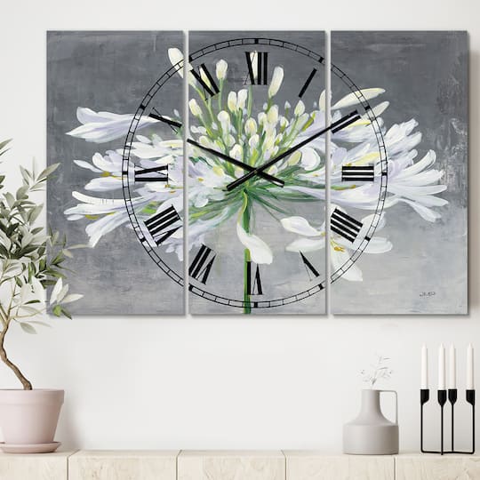 Designart 'Flower Cleome Splash I Traditional Multipanel Wall Clock